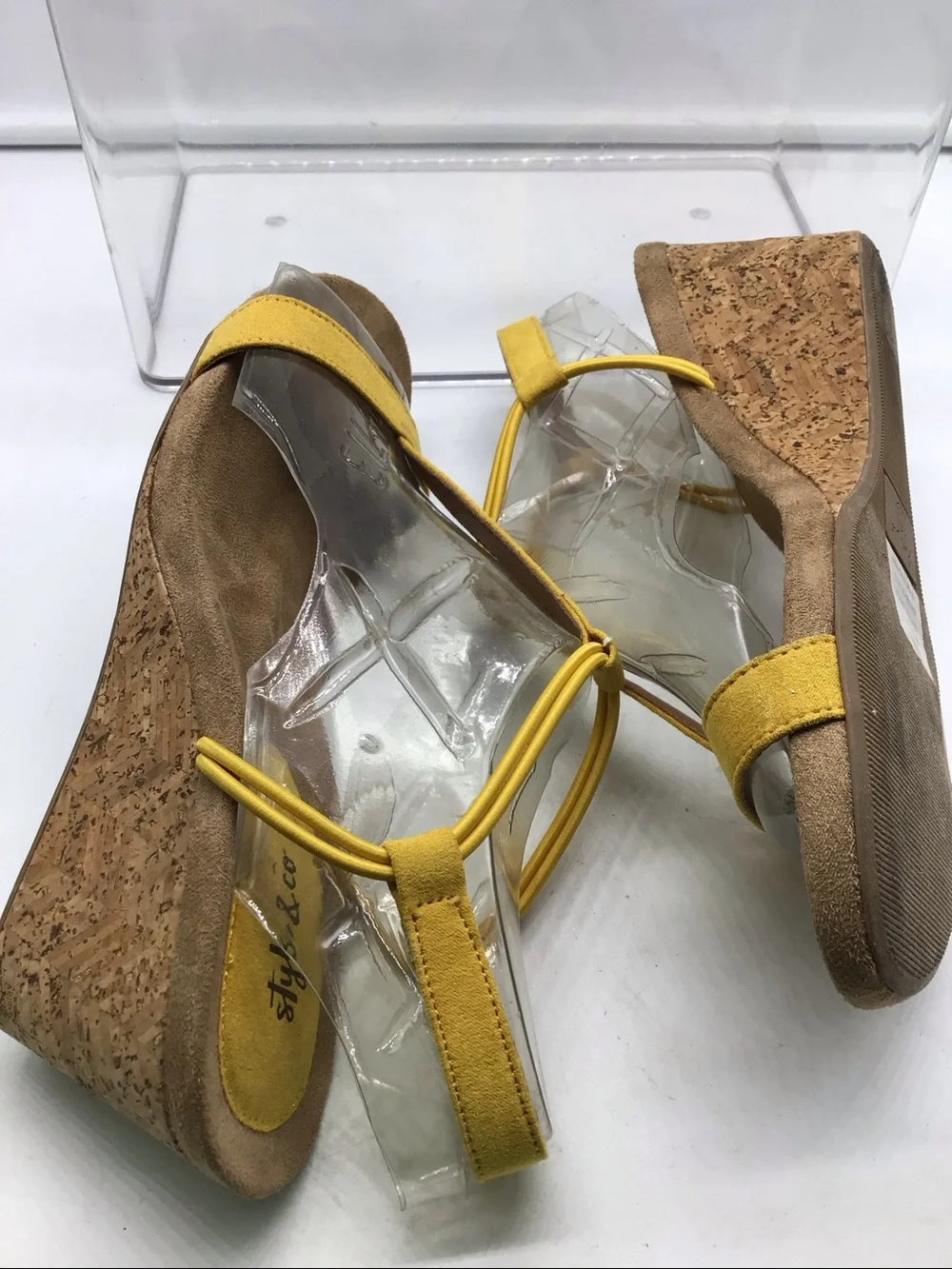 Style & Co Mulan Yellow Strap Cork Wedge Sandal